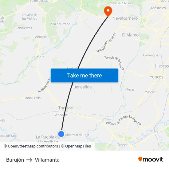 Burujón to Villamanta map