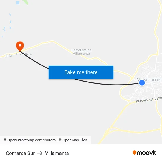Comarca Sur to Villamanta map