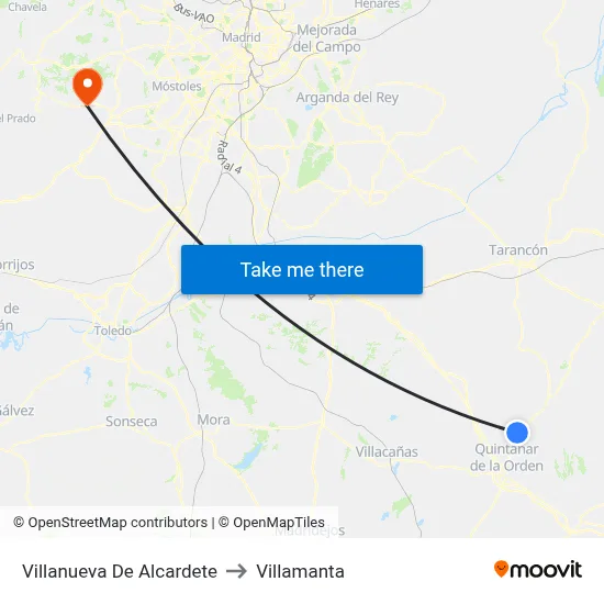 Villanueva De Alcardete to Villamanta map