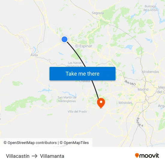 Villacastín to Villamanta map
