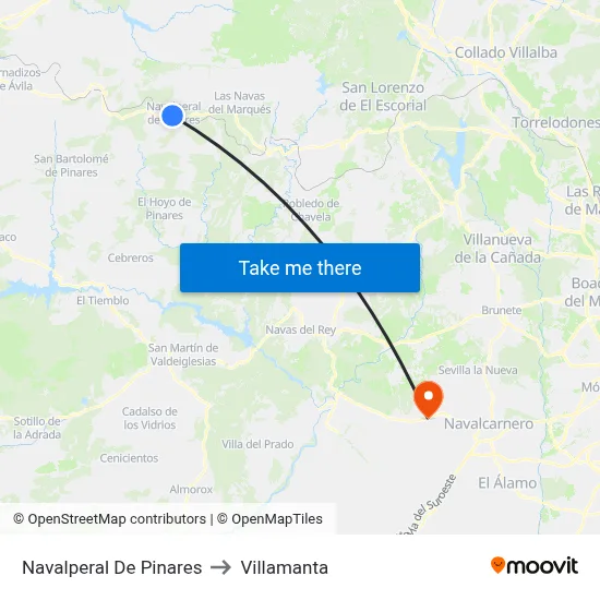 Navalperal De Pinares to Villamanta map