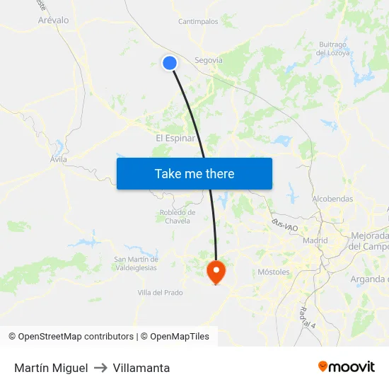Martín Miguel to Villamanta map