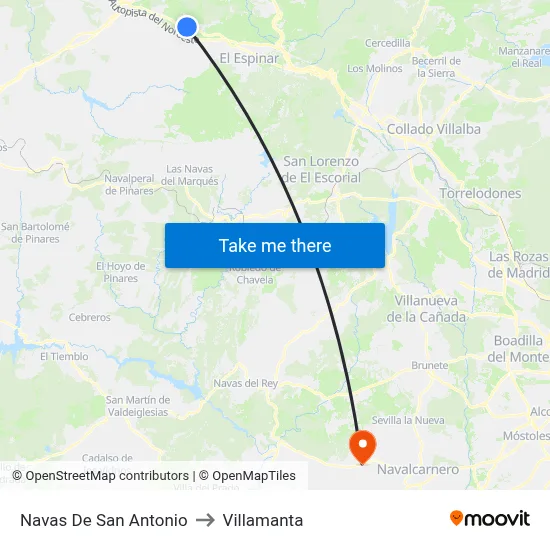 Navas De San Antonio to Villamanta map