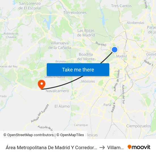 Área Metropolitana De Madrid Y Corredor Del Henares to Villamanta map