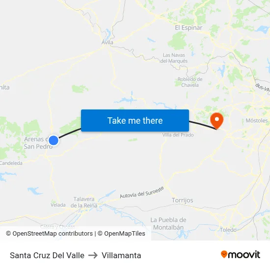 Santa Cruz Del Valle to Villamanta map