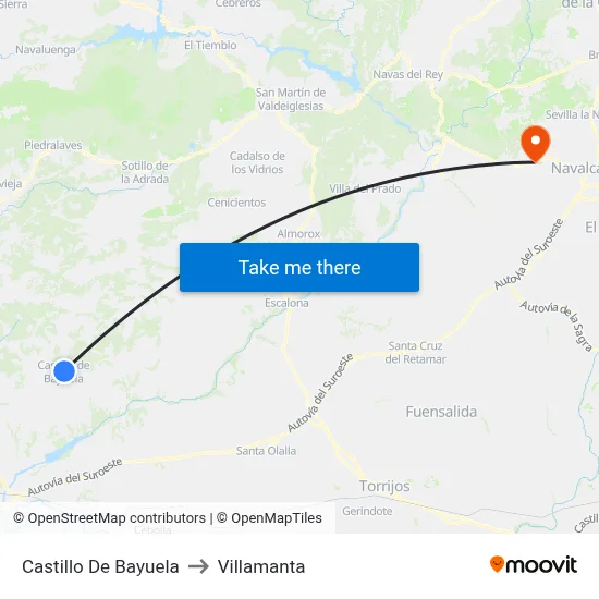 Castillo De Bayuela to Villamanta map