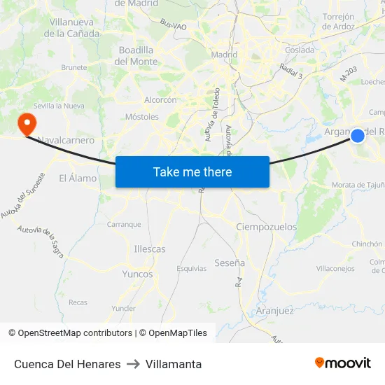 Cuenca Del Henares to Villamanta map