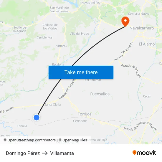 Domingo Pérez to Villamanta map