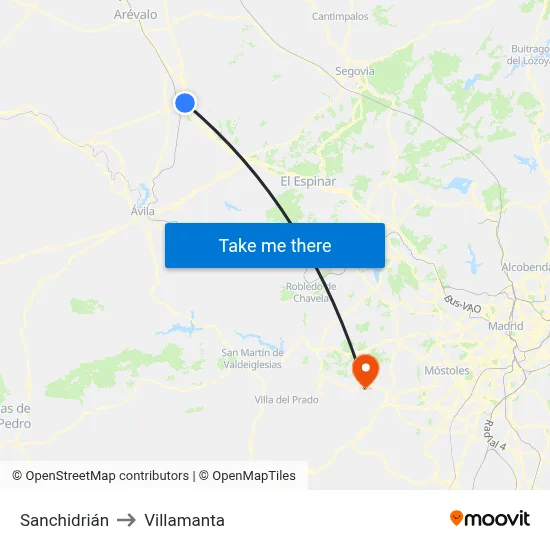 Sanchidrián to Villamanta map