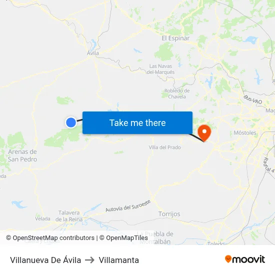 Villanueva De Ávila to Villamanta map