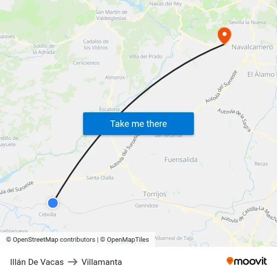 Illán De Vacas to Villamanta map