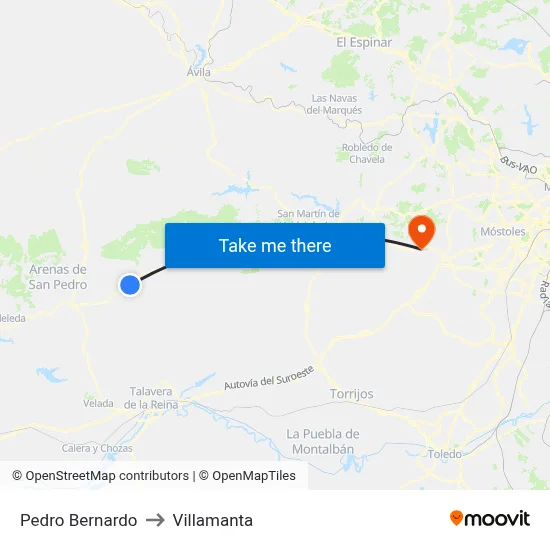 Pedro Bernardo to Villamanta map