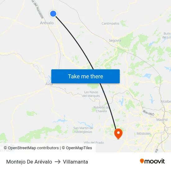 Montejo De Arévalo to Villamanta map