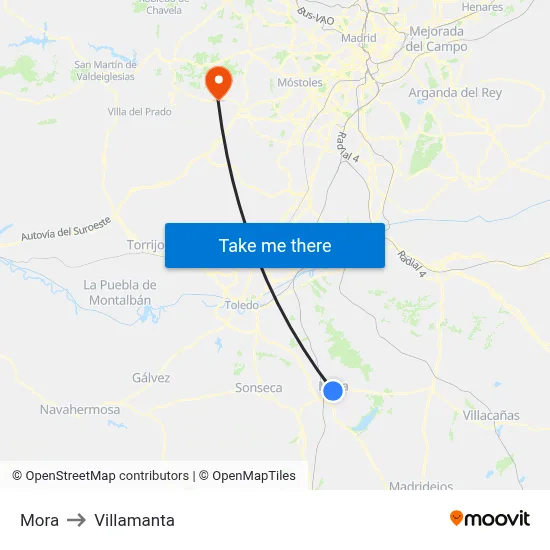 Mora to Villamanta map