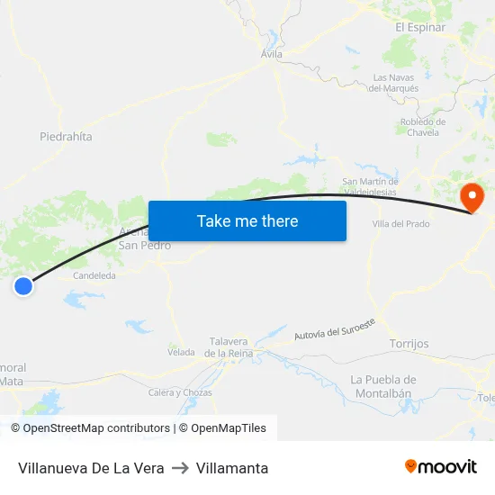 Villanueva De La Vera to Villamanta map