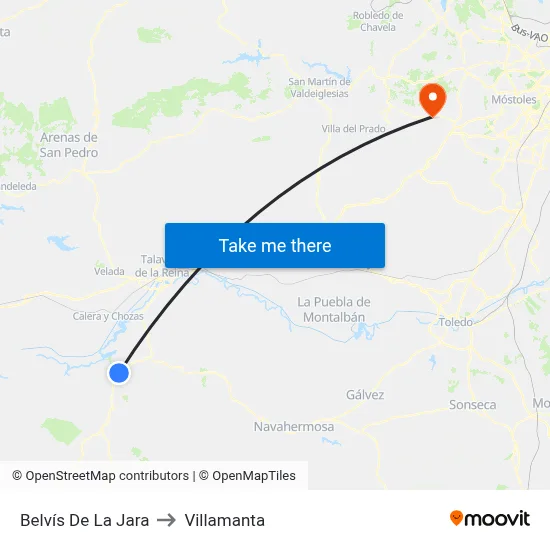 Belvís De La Jara to Villamanta map