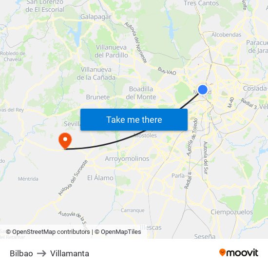Bilbao to Villamanta map