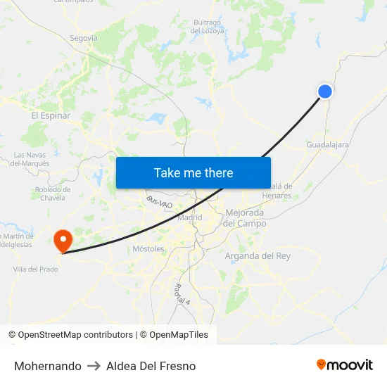 Mohernando to Aldea Del Fresno map