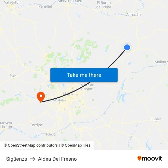 Sigüenza to Aldea Del Fresno map