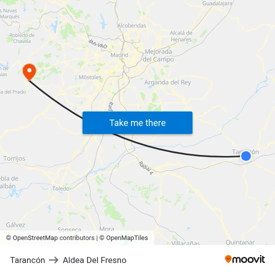 Tarancón to Aldea Del Fresno map