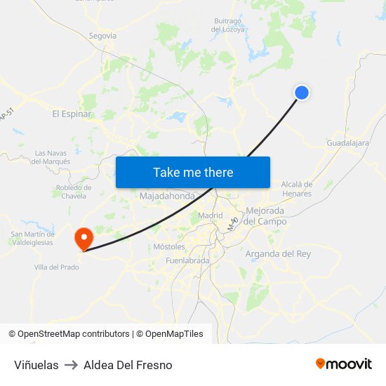Viñuelas to Aldea Del Fresno map