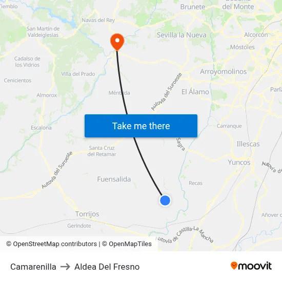 Camarenilla to Aldea Del Fresno map