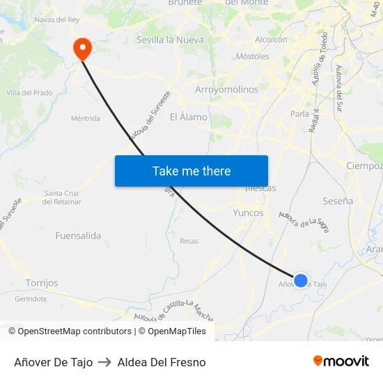 Añover De Tajo to Aldea Del Fresno map