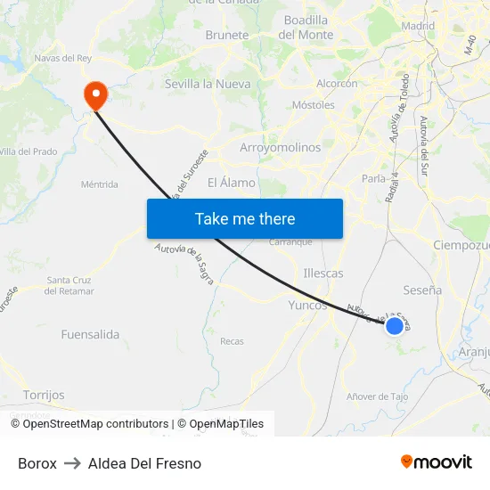 Borox to Aldea Del Fresno map