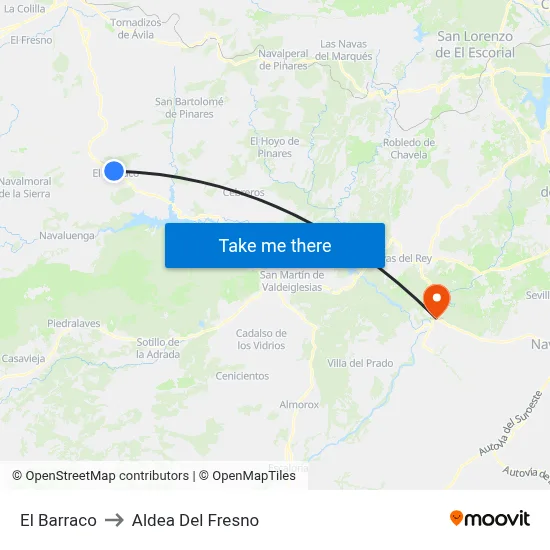El Barraco to Aldea Del Fresno map