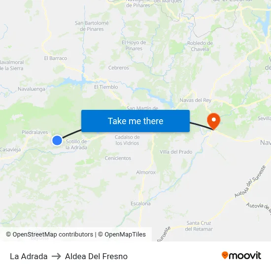La Adrada to Aldea Del Fresno map