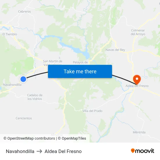 Navahondilla to Aldea Del Fresno map