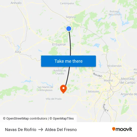 Navas De Riofrío to Aldea Del Fresno map