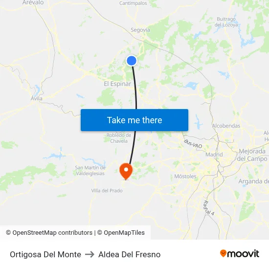 Ortigosa Del Monte to Aldea Del Fresno map