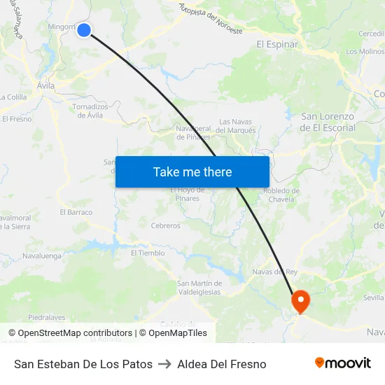 San Esteban De Los Patos to Aldea Del Fresno map