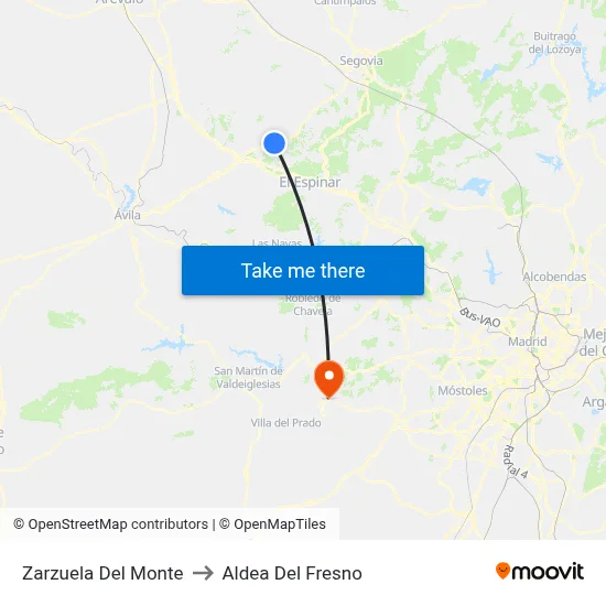 Zarzuela Del Monte to Aldea Del Fresno map