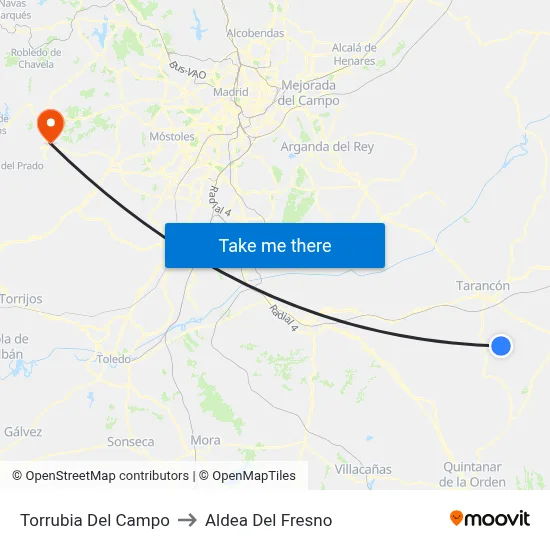 Torrubia Del Campo to Aldea Del Fresno map