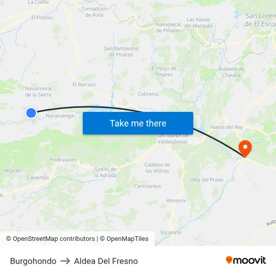 Burgohondo to Aldea Del Fresno map