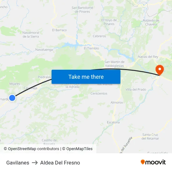 Gavilanes to Aldea Del Fresno map