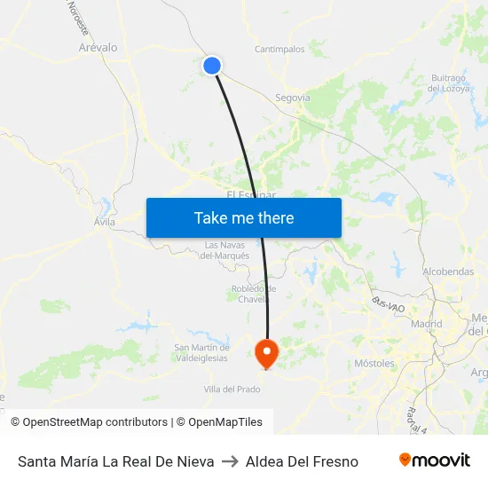 Santa María La Real De Nieva to Aldea Del Fresno map