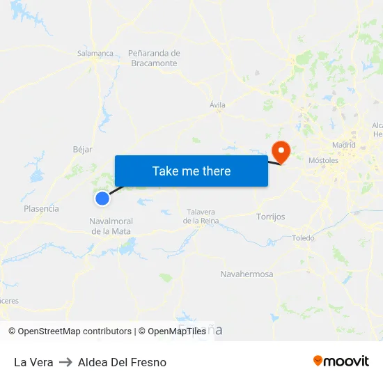 La Vera to Aldea Del Fresno map