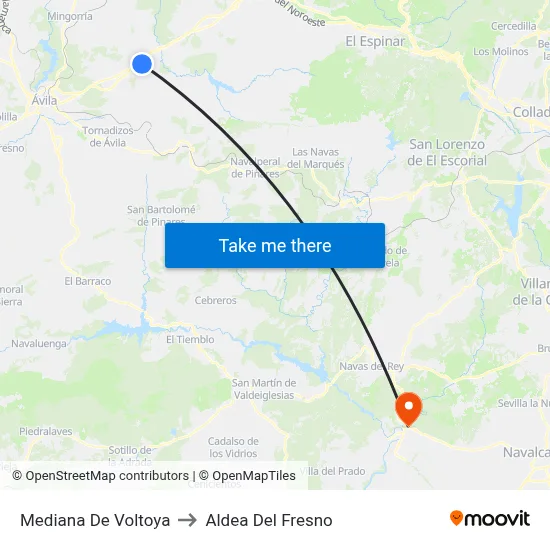 Mediana De Voltoya to Aldea Del Fresno map