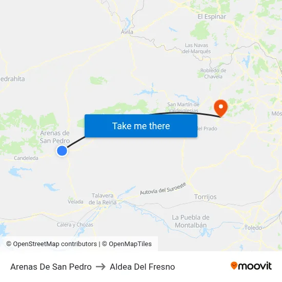 Arenas De San Pedro to Aldea Del Fresno map
