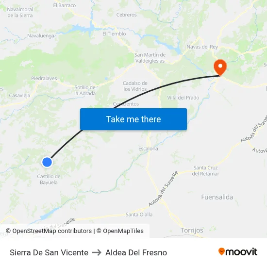 Sierra De San Vicente to Aldea Del Fresno map