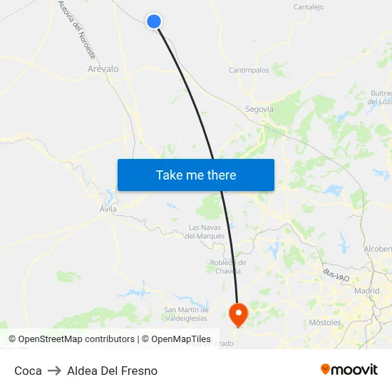 Coca to Aldea Del Fresno map