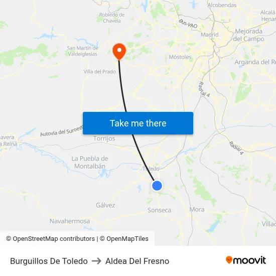 Burguillos De Toledo to Aldea Del Fresno map