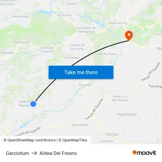 Garciotum to Aldea Del Fresno map