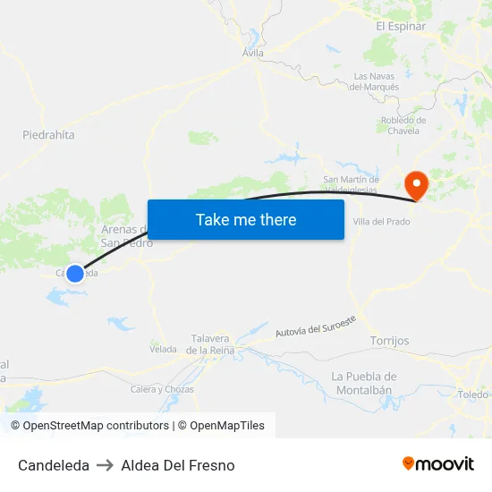 Candeleda to Aldea Del Fresno map