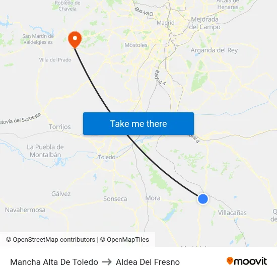 Mancha Alta De Toledo to Aldea Del Fresno map