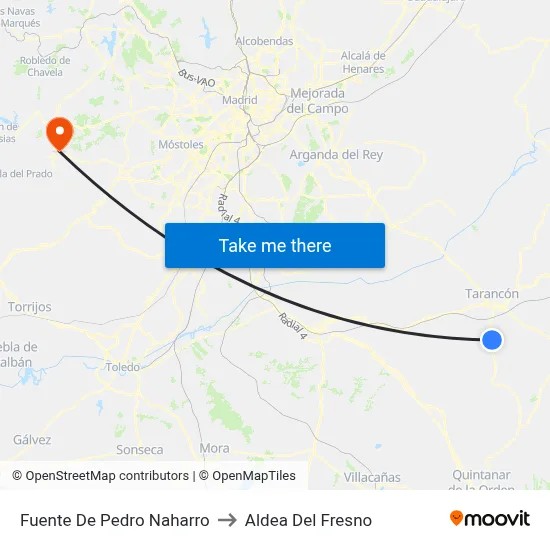 Fuente De Pedro Naharro to Aldea Del Fresno map
