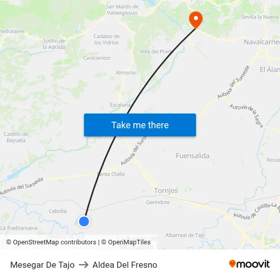 Mesegar De Tajo to Aldea Del Fresno map